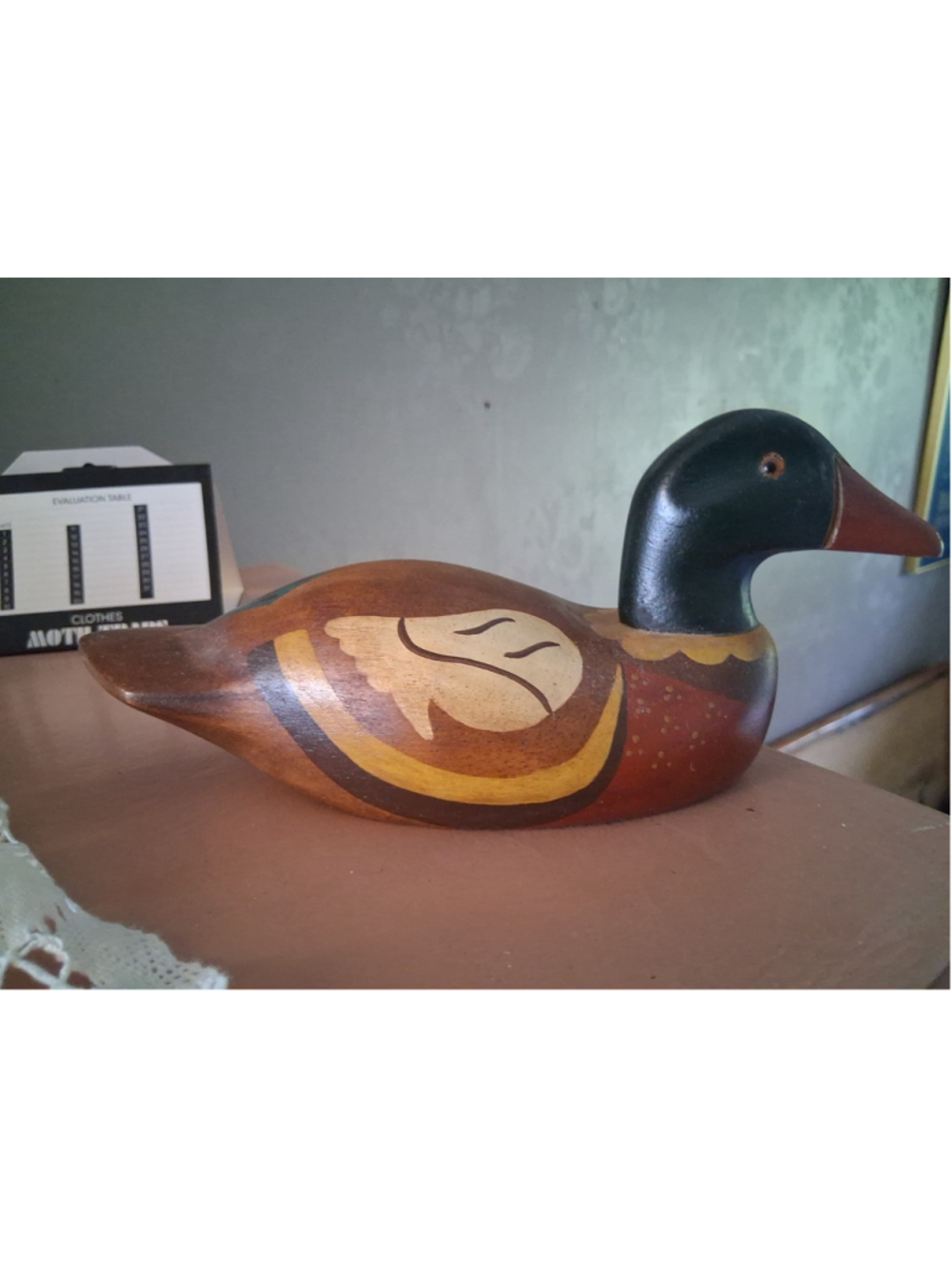 Vintage Wood Duck Decoy Hand Painted Signed Wooden Carved Decorative